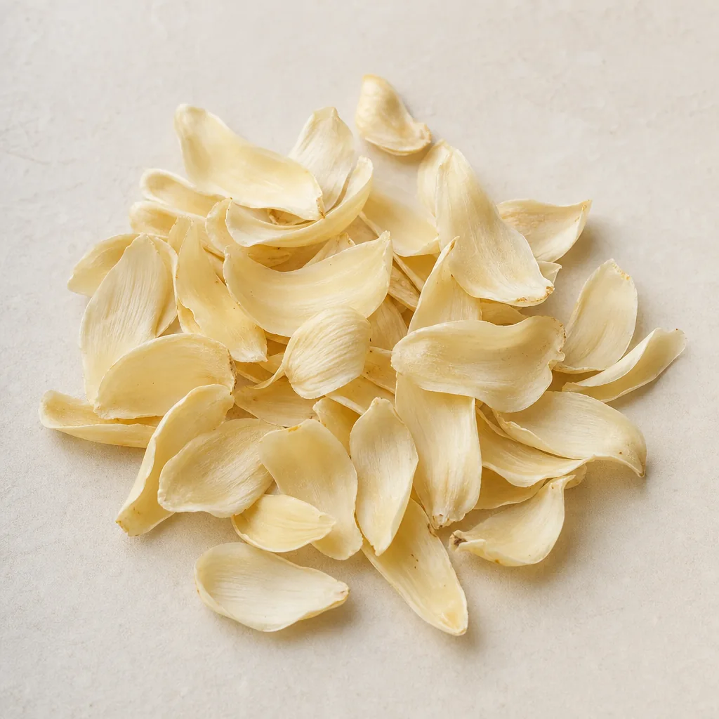 Lily Bulb 百合 reviewed close detail photo showing dried bulb scale texture for quality checking