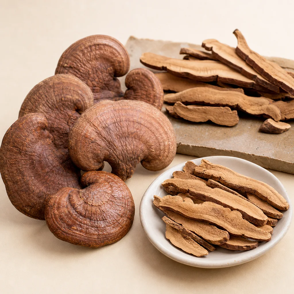 Reishi Mushroom 灵芝 display presentation photo from Bozhou China