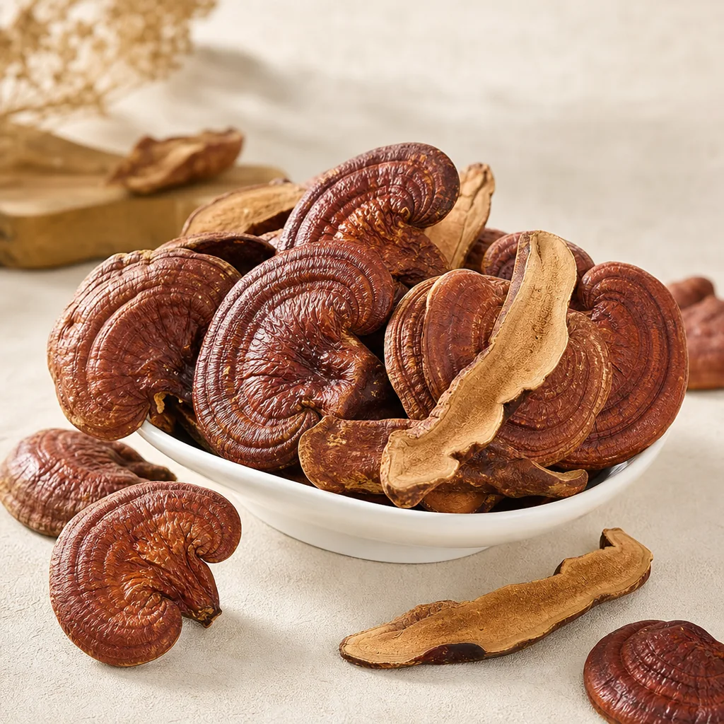 Reishi Mushroom 灵芝 close detail texture photo from Bozhou China